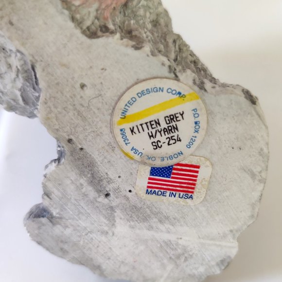 Vintage Stone Critters Cat Grey Himalayan With Pink Yarn Ball 1988 Glass… - Picture 5 of 7